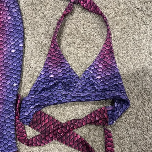 Sun Tails Purple and Pink Mermaid Tail Swimsuit Set - Picture 2 of 5